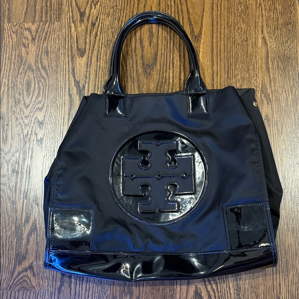 Tory Burch Black Patent Leather Tote